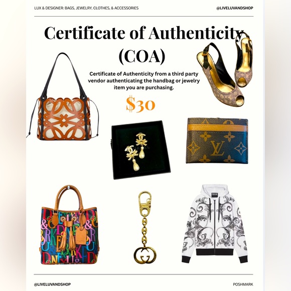 Source Unknown Handbags - ADD-ON: Certificate of Authenticity (COA)